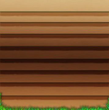 Wooden shutters with grass at the bottom. Lots of free space for text