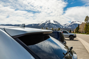 Fototapeta na wymiar Beautiful scenic view of Colorado mountains from the car