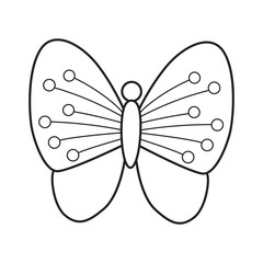 Cute butterfly on a white background, coloring page for children.