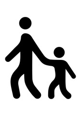 Sign symbol adult leads the child by the hand. Pedestrians. Vector illustration.