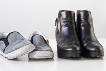 Daily footwear for several members of a family