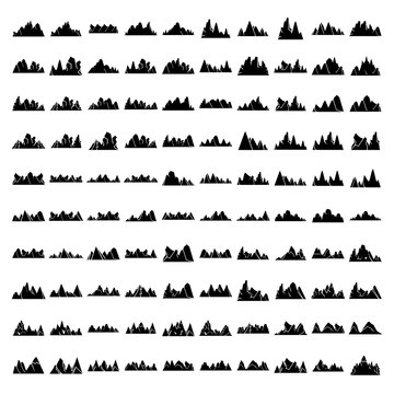 mountain range silhouette vector illustration set
