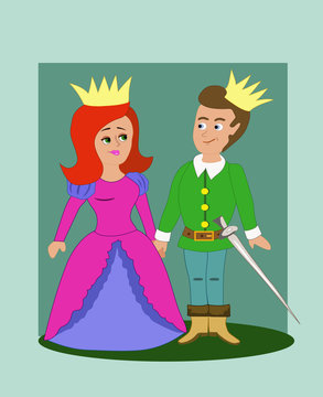 
Fairytale сartoon king and gueen vector illustration