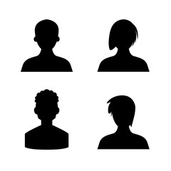 human avatar icons set silhouette theme