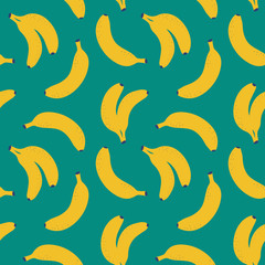 Banana vector seamless pattern. Simple fruits background. Summer pattern for decoration design, poster, textile. Tropical backdrop. Vegetarian healthy food illustration