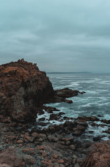 paisaje de orilla de mar con acantilado de roca