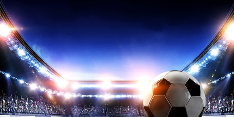 Full night football arena in lights