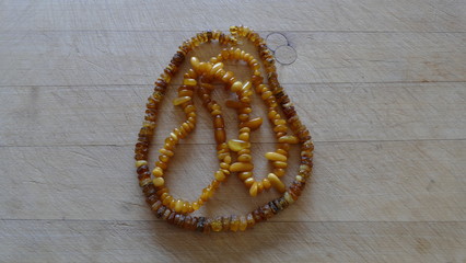 beads made of amber natural stone