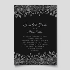 elegant black floral wedding invitation template