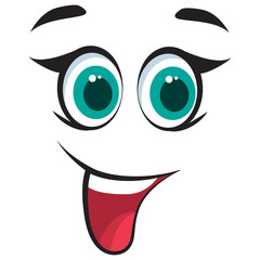 Emotion of joy. Face in cartoon style isolated on white background.