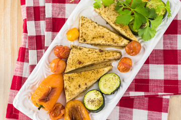 Roasted marinated tofu.