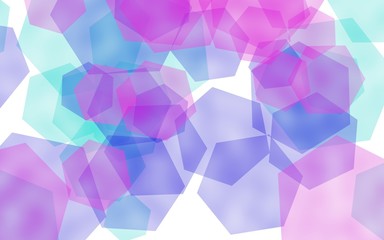 Multicolored translucent hexagons on white background. 3D illustration