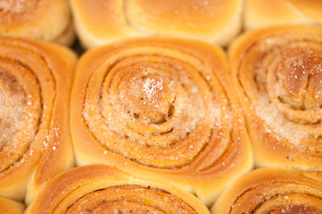 Freshly baked traditional sweet cinnamon rolls, swirl