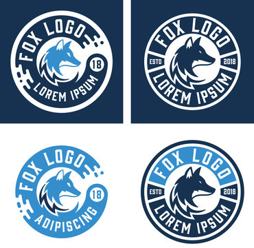 Set of Four Fox Logos with Circular Shape