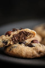 cookies chocolat praliné noisettes coeur fondant