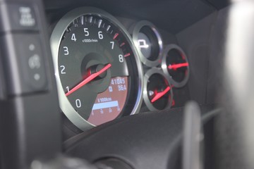 Car dashboard with rev counter 