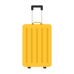 Flat icon yellow suitcase isolated on white background. Vector illustration.