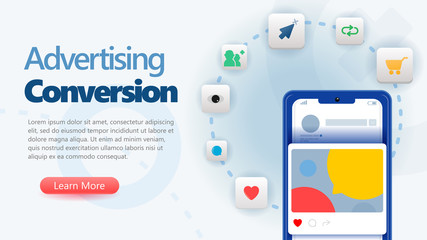 online advertising social media advertisement conversion vector illustration concept