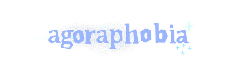 Fototapeta premium Agoraphobia - fear of open space, open doors, large crowds of people. Mental illness, vector illustration of the inscription.