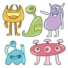 Fototapeta premium funny and doodle monster character color design theme