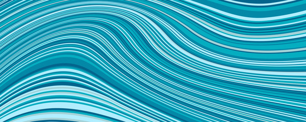 Ocean Blue Wavy Stripes Vector Background. Turquoise Gradient Ocean Waves Texture. Sea Horizon Backdrop. Summertime Template Vector Illustration