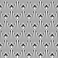 Art deco. Nouveau gatsby seamless pattern. Laser cutting. Geometric nouveau tile. Vintage gatsby background for design prints. Abstract black and white background graphic lattice. Vector girih texture
