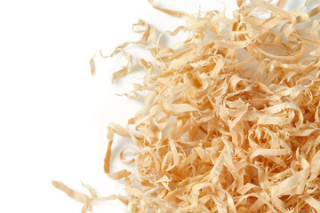 wood shavings isolated on white background