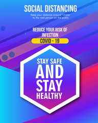 Social distancing, keep distance in public society people to protect from COVID-19 stay safe outbreak spreading concept for prevention coronavirus