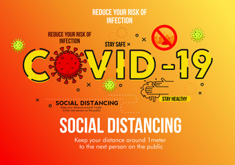 Social distancing, keep distance in public society people to protect from COVID-19 stay safe outbreak spreading concept for prevention coronavirus