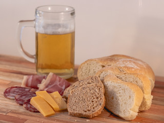toast beer cold meat cheese