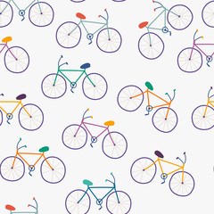 Seamless pattern with bicycles. Cute vector illustration.For fabric, wrapping paper, textiles.Sports print. Illustration on the theme of World Bicycle Day, June 3.