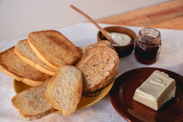 breakfast bread toast butter jam