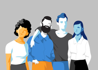 Gruppo di amici o colleghi maschi e femmine