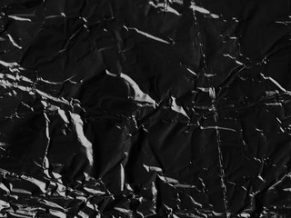 Wrinkled black foil texture background