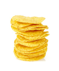 round corn chips isolated on white background