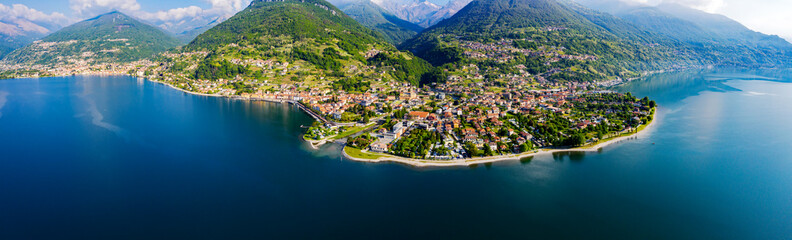 Town of Domaso, Como Lake, Italy, aerial view