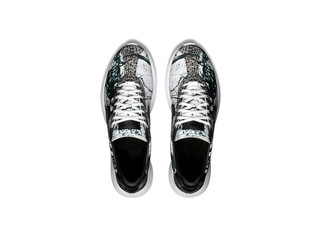 printed running shoes isolated on white 