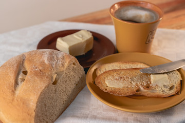 Toast coffee butter bread
