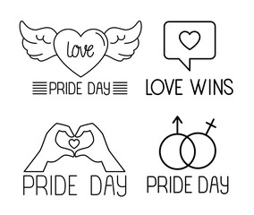 bundle of pride day icons, line style vector illustration design