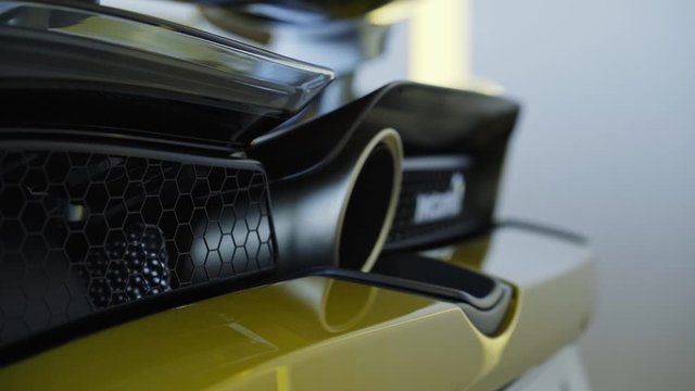 Supercar exhaust system pipes close up