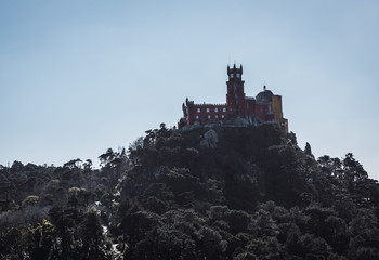Obraz premium palace of grief of sintra on top of the mountain in portugal