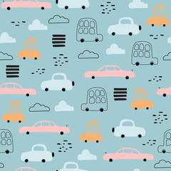 Seamless pattern of cute cars.