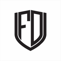 FD Logo monogram with emblem shield design isolated on white background