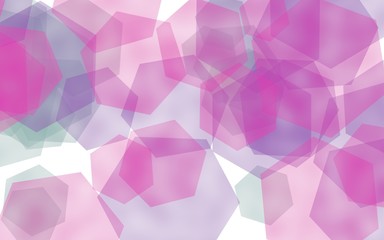 Multicolored translucent hexagons on white background. Red tones. 3D illustration