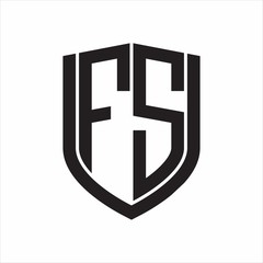 FS Logo monogram with emblem shield design isolated on white background