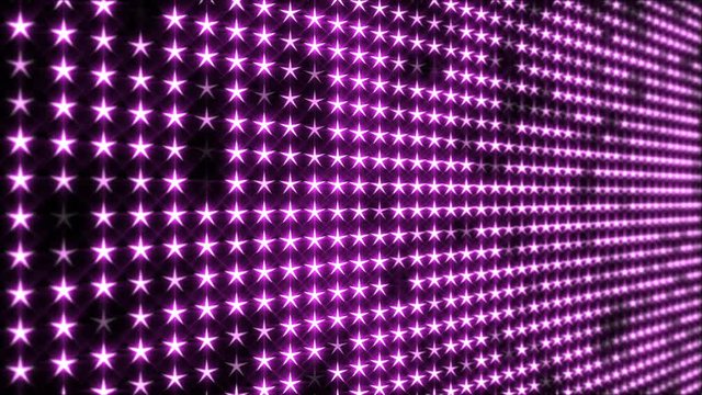 Flashing pink, star shaped LED lights display panel - looping, full HD, Las Vegas style motion background animation.