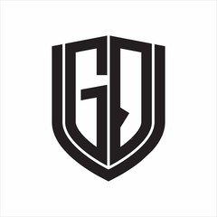 GQ Logo monogram with emblem shield design isolated on white background