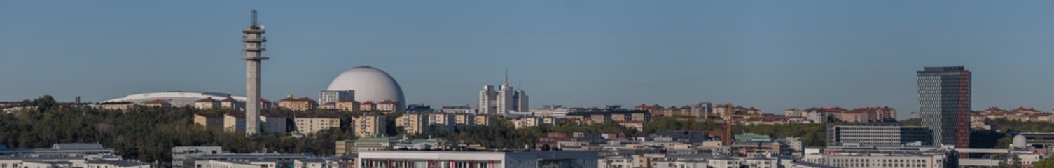 View over the Glob area arenas in Stockholm. 