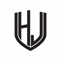 HJ Logo monogram with emblem shield design isolated on white background