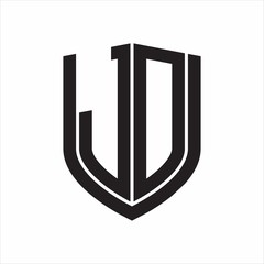 JD Logo monogram with emblem shield design isolated on white background